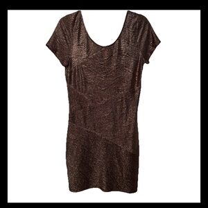 Free people Shimmering Brown Short Sleeve Dress size M EUC